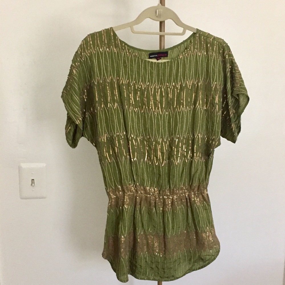 Anthropologie Green Sequined Tunic
